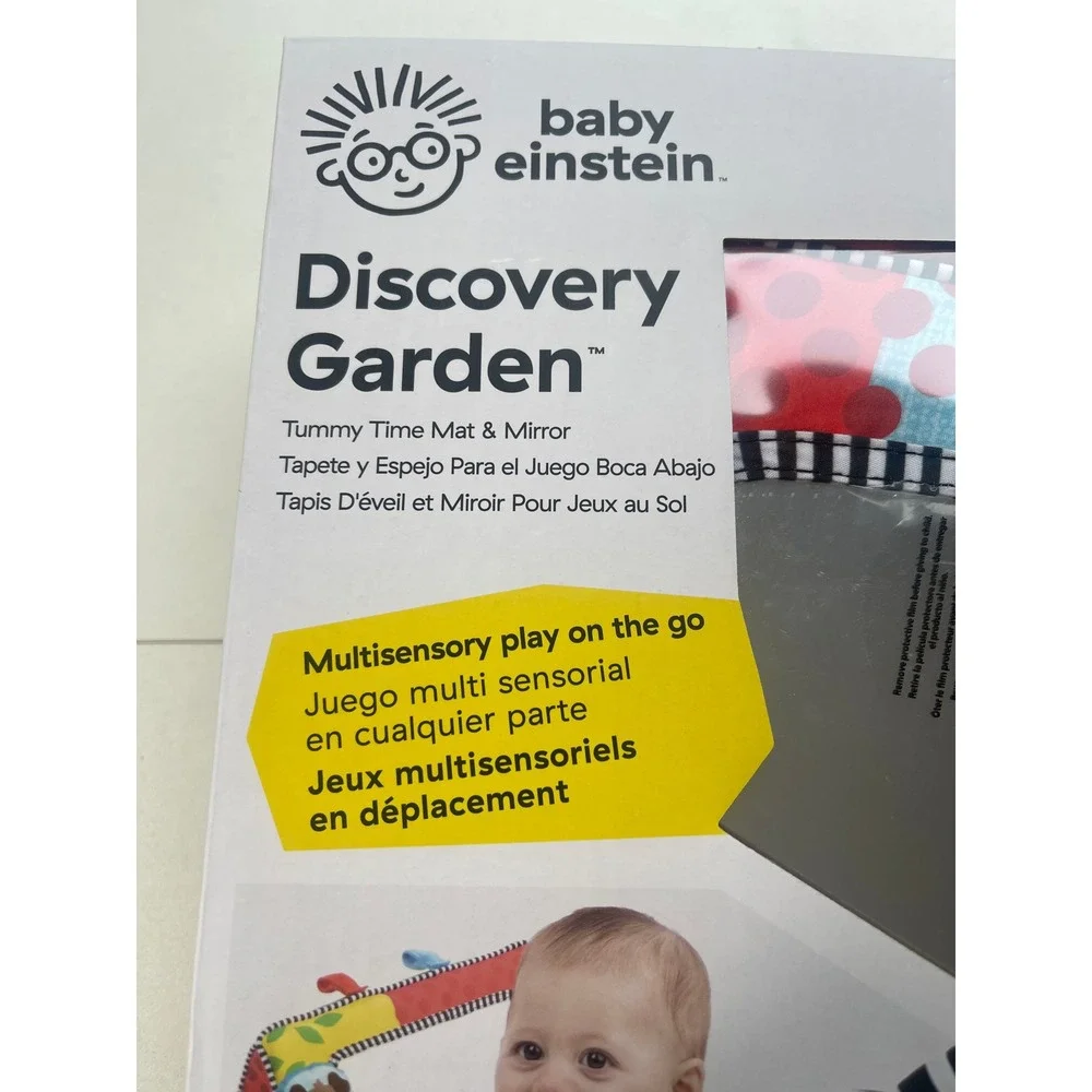 Baby Einstein Discovery Garden Tummy Time Mat & Mirror Multisensory Infant Toy